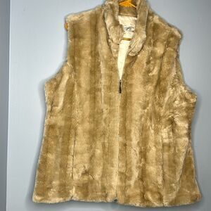 Coldwater Creek Faux Fur lined vest 1x Camel